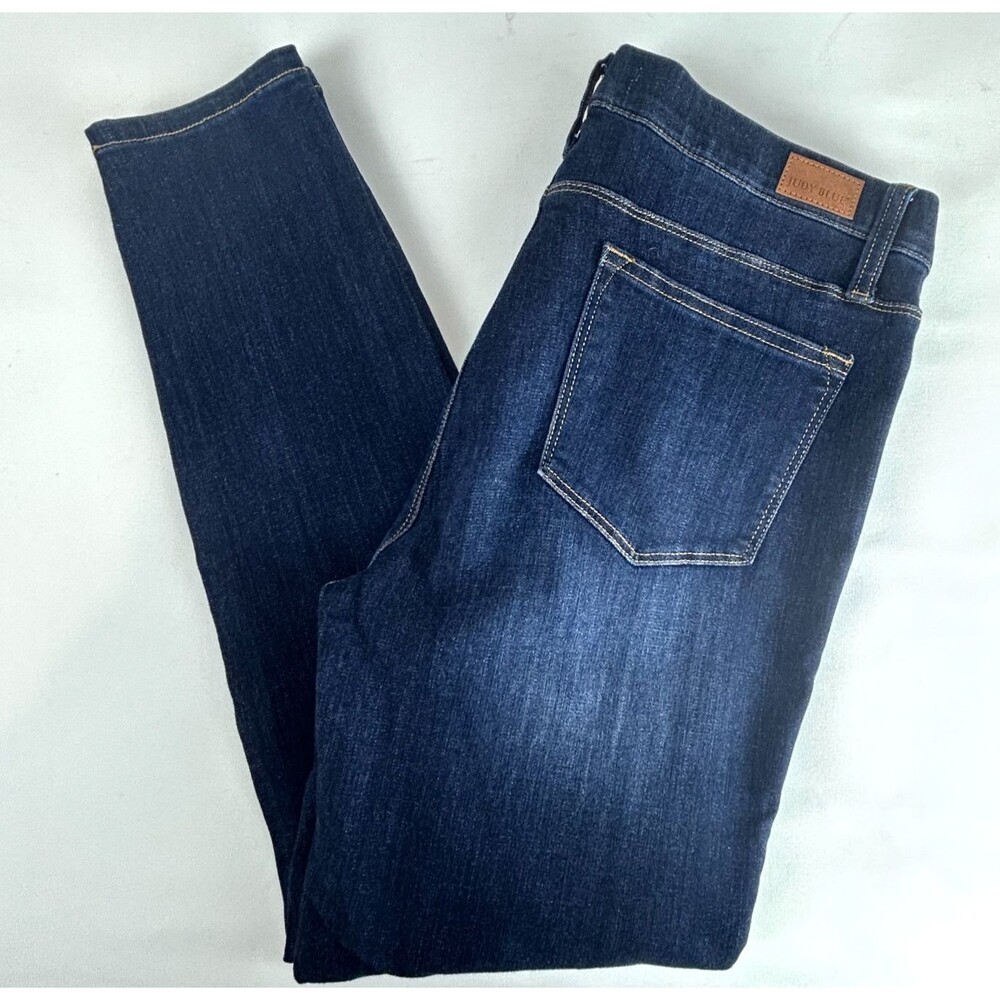 Judy Blue Jeans Blue Lightly Distressed Skinny Fit Pull On Denim Size 15/32